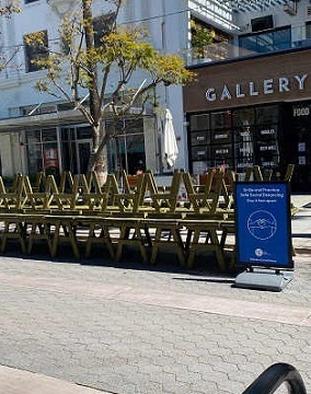 Promenade benches stacked