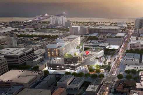Rendering of arial view of The Plaza at Santa Monica