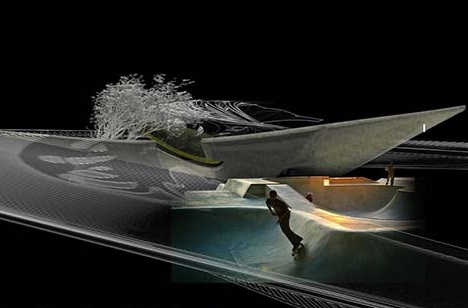 Skater rides the surface