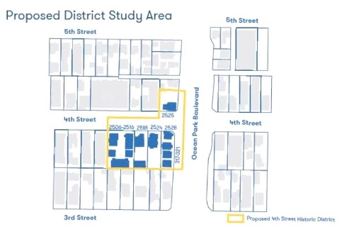 Map of proposed Fourth Street Corner Historic District