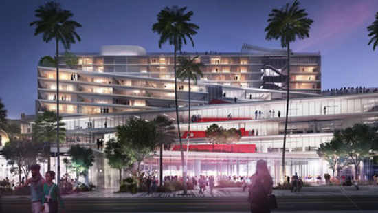 Plaza at Santa Monica night rendering