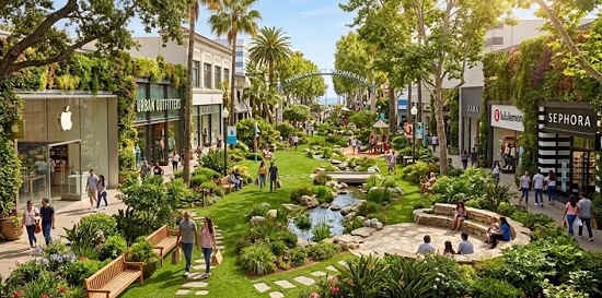 Rendering of Santa Monica Promenade as a park